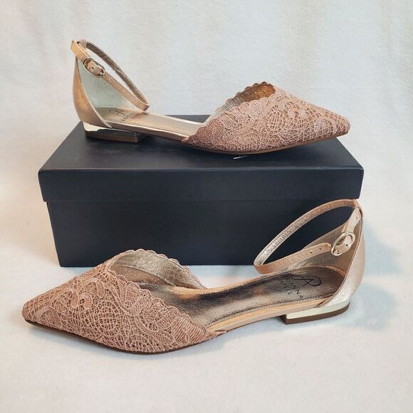 Adrianna Papell Shoes - Adrianna Papell Women's Trala, Blush Attalie Lace Ankle Buckle Flats Size 8M